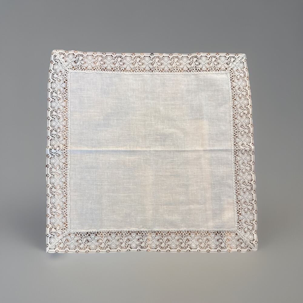 Vintage Set of 5 Lace Linen Napkins Cream Ivory Off White Granny Core Country